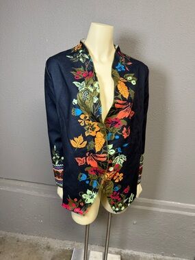 MISSLOOK Black Open-Front Jacket with Multicolor Floral print
